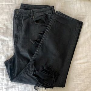 Ae comfort stretch ripped mom jeans